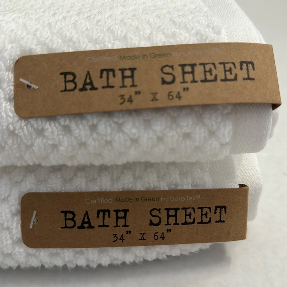 2pc ECOEXISTENCE Bamboo Zero Twist Loops Bath Sheet Towel Set - White